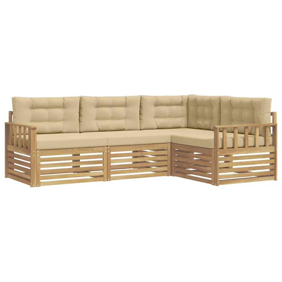 Ensemble de canapés d'extérieur 5 pc Blanc et Beige Polyester - 2