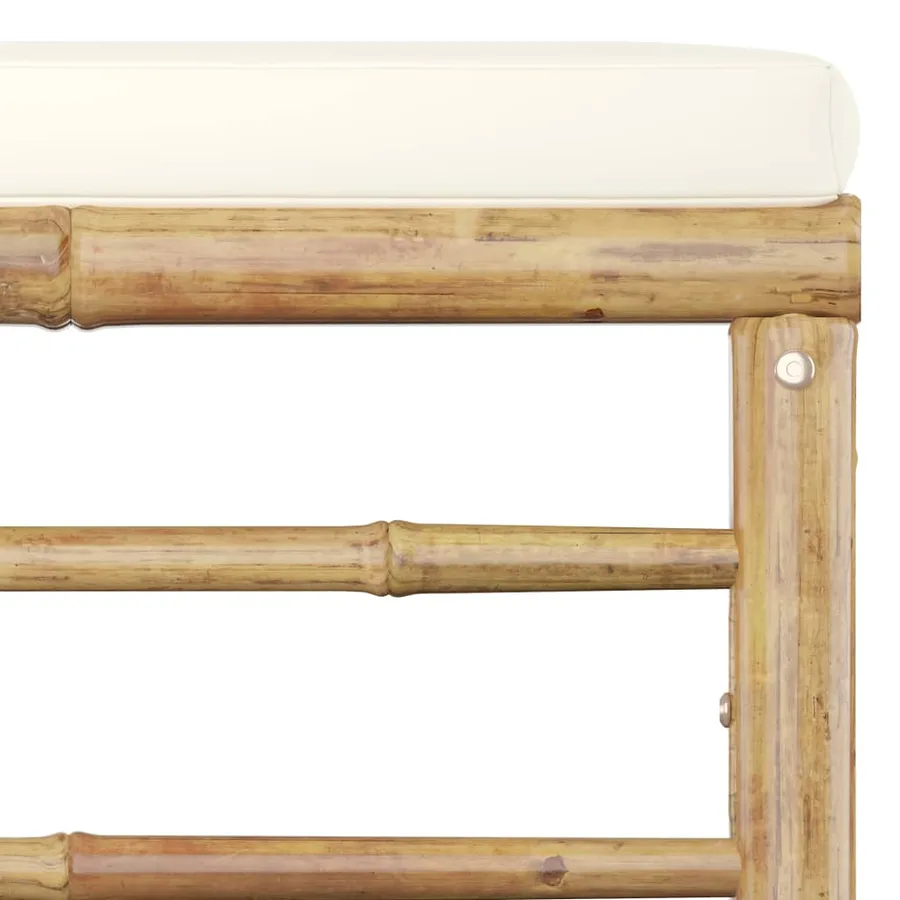 Salon de jardin 7 pcs avec coussins blanc crème bambou - 8
