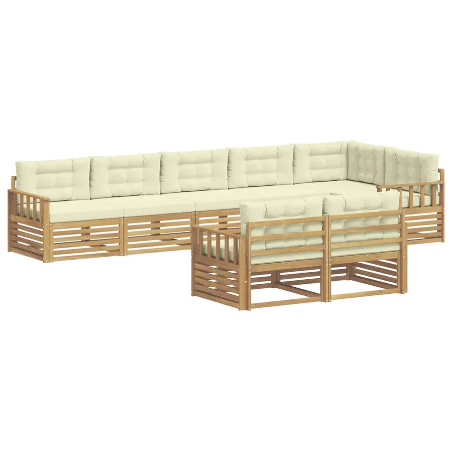 Ensemble de canapés d'extérieur 8 pc Blanc et crème Polyester - 2
