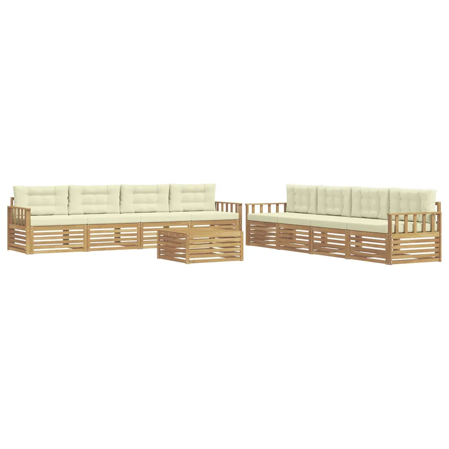 Ensemble de canapés d'extérieur 9 pc Blanc et crème Polyester - 2