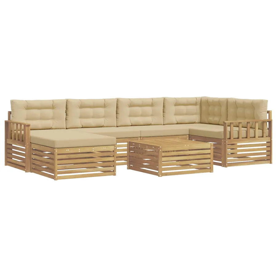 Ensemble de canapés d'extérieur 7 pc Blanc et Beige - 2