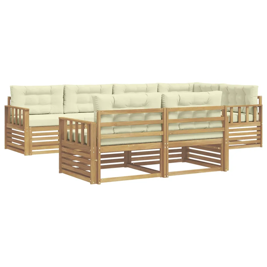 Ensemble de canapés d'extérieur 7 pc Blanc et crème Polyester - 2