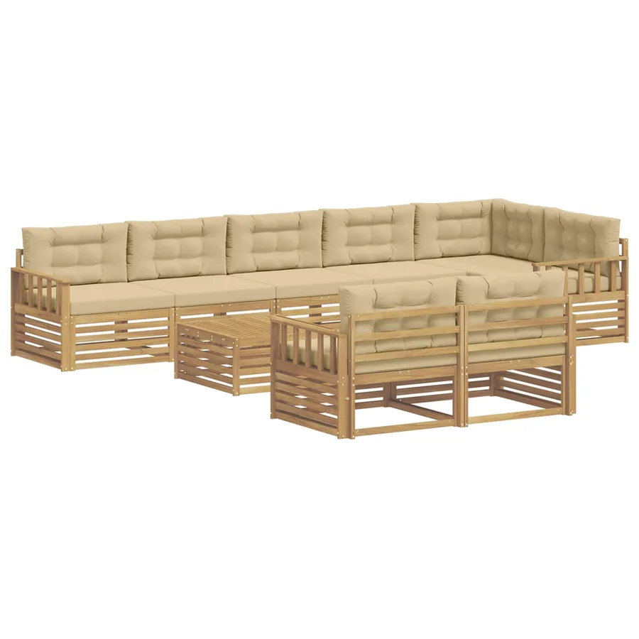 Ensemble de canapés d'extérieur 9 pc Blanc et Beige Polyester - 2