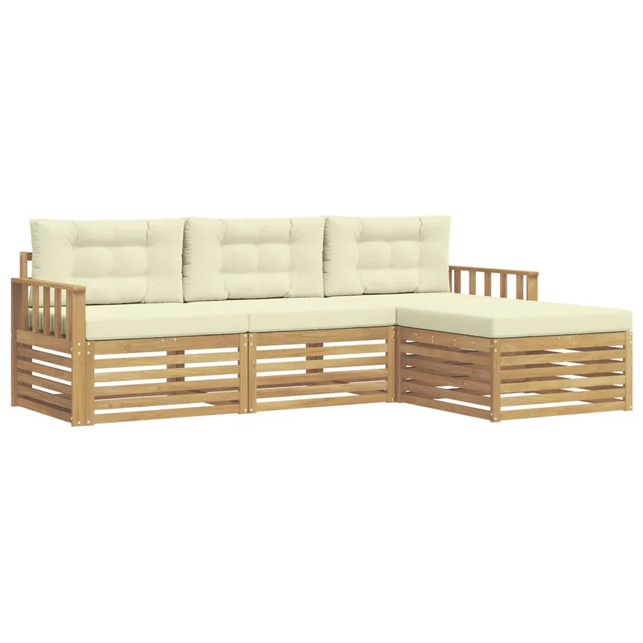 Ensemble de canapés d'extérieur 4 pc Blanc et crème Polyester - 2
