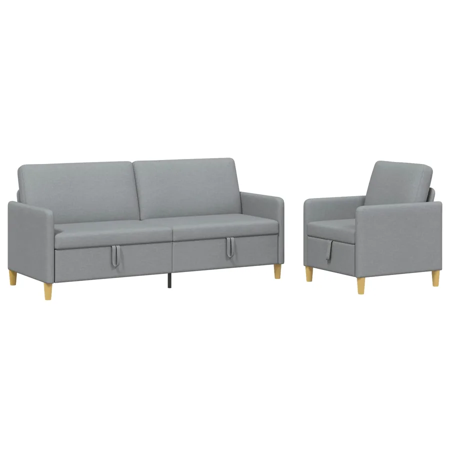 Canapé avec rangement 2 pcs Gris clair Polyester - 2