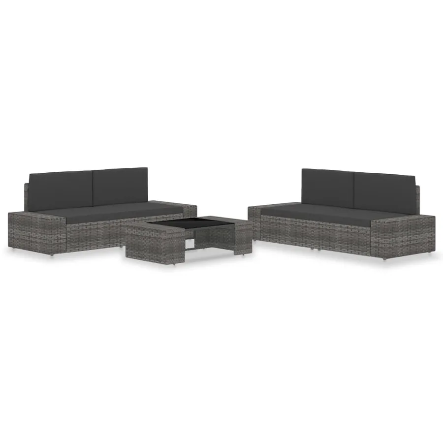 Salon de jardin 5 pcs Résine tressée Gris