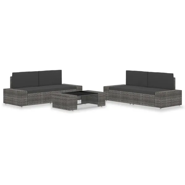 Salon de jardin 5 pcs Résine tressée Gris