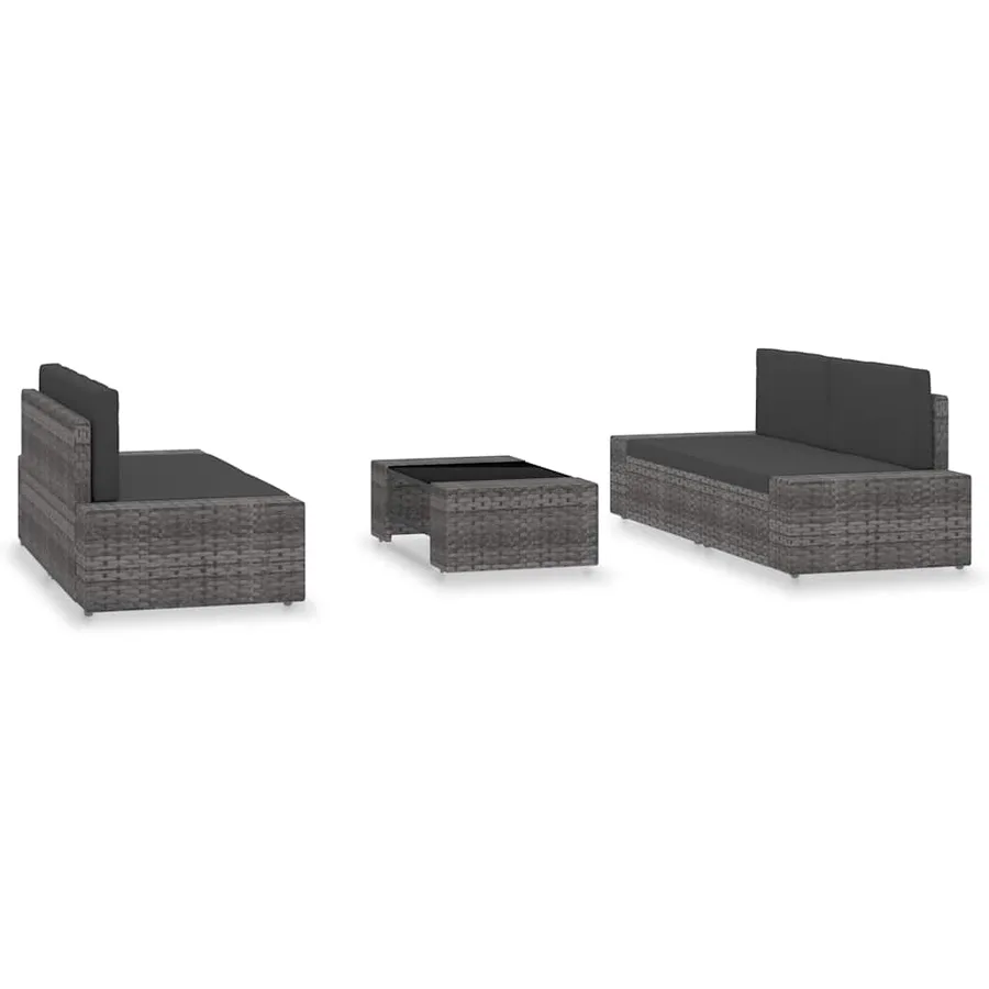 Salon de jardin 5 pcs Résine tressée Gris - 2