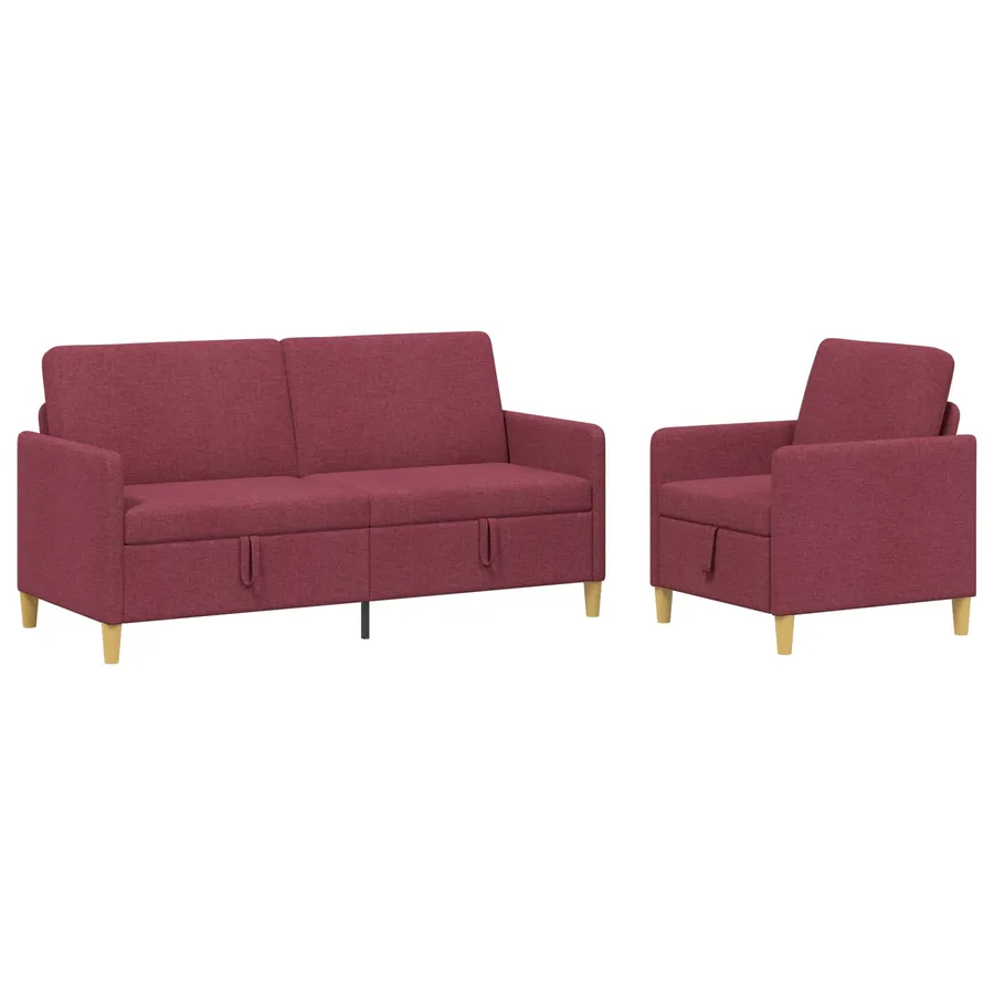 Canapé avec rangement 2 pcs Bordeaux Polyester - 2