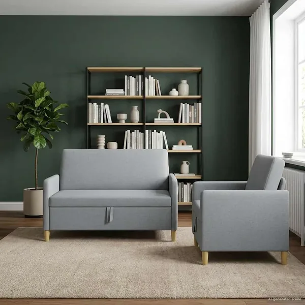 Canapé avec rangement 2 pcs Gris clair Polyester