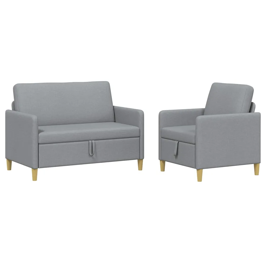 Canapé avec rangement 2 pcs Gris clair Polyester - 2