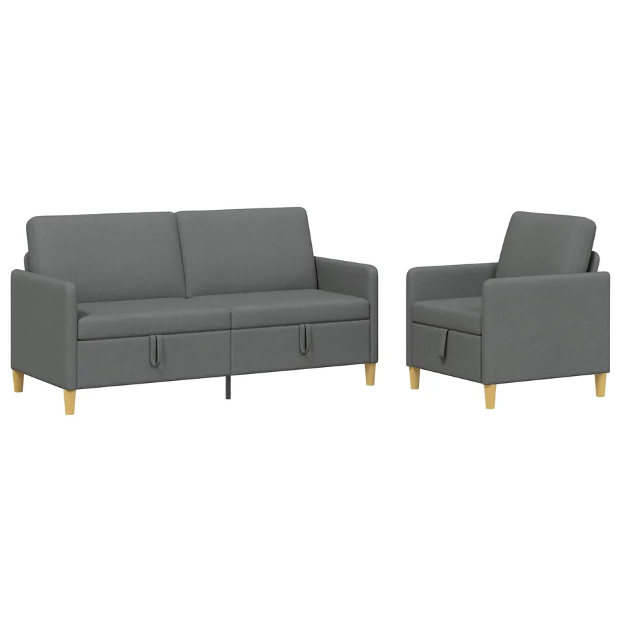 Canapé avec rangement 2 pcs Gris foncé Polyester - 2