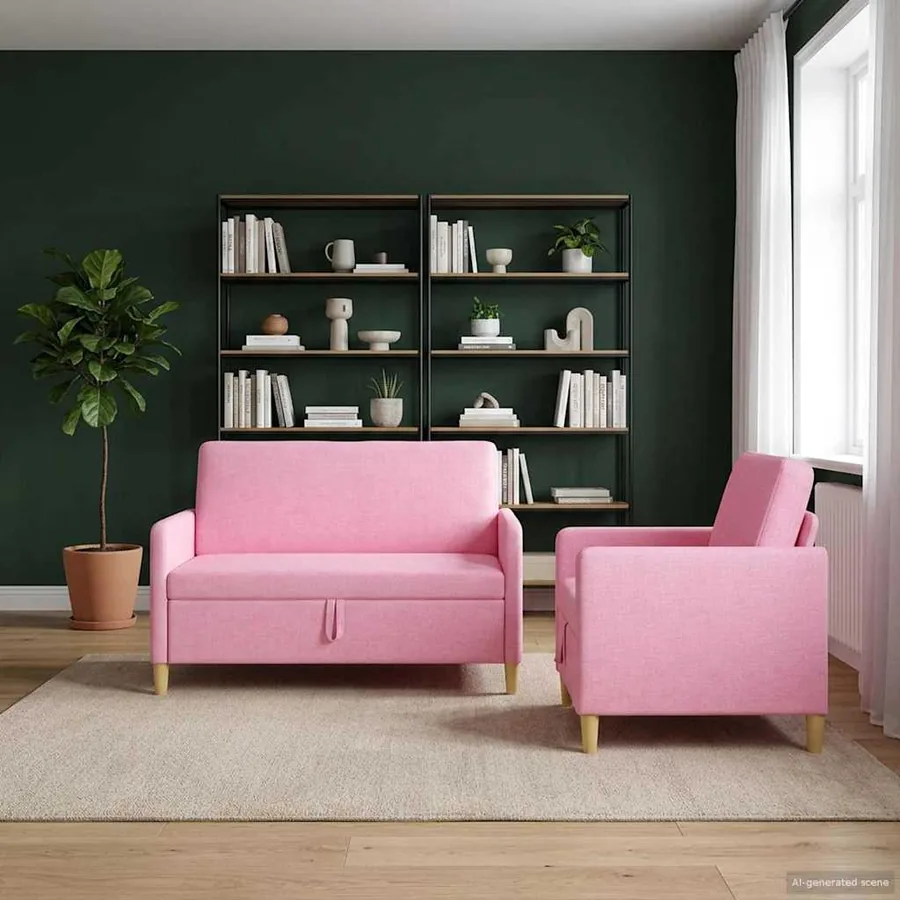 Canapé avec rangement 2 pcs Rose Polyester