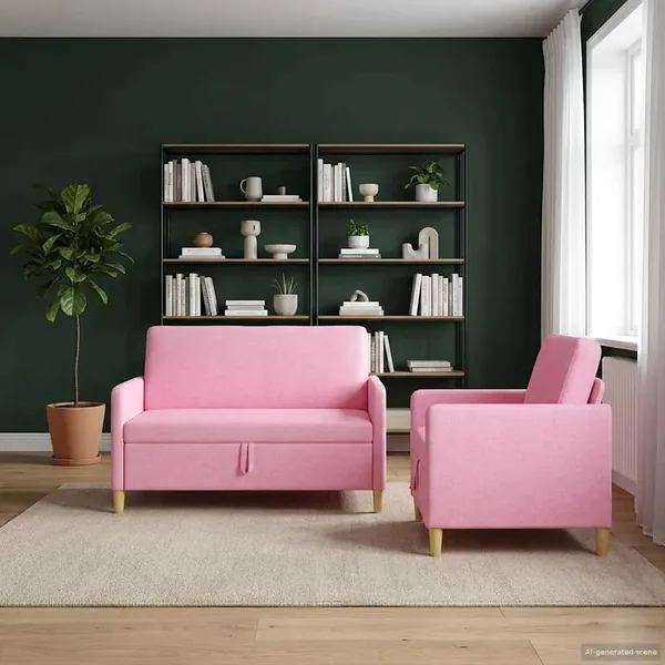 Canapé avec rangement 2 pcs Rose Polyester