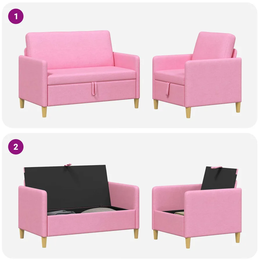 Canapé avec rangement 2 pcs Rose Polyester - 7