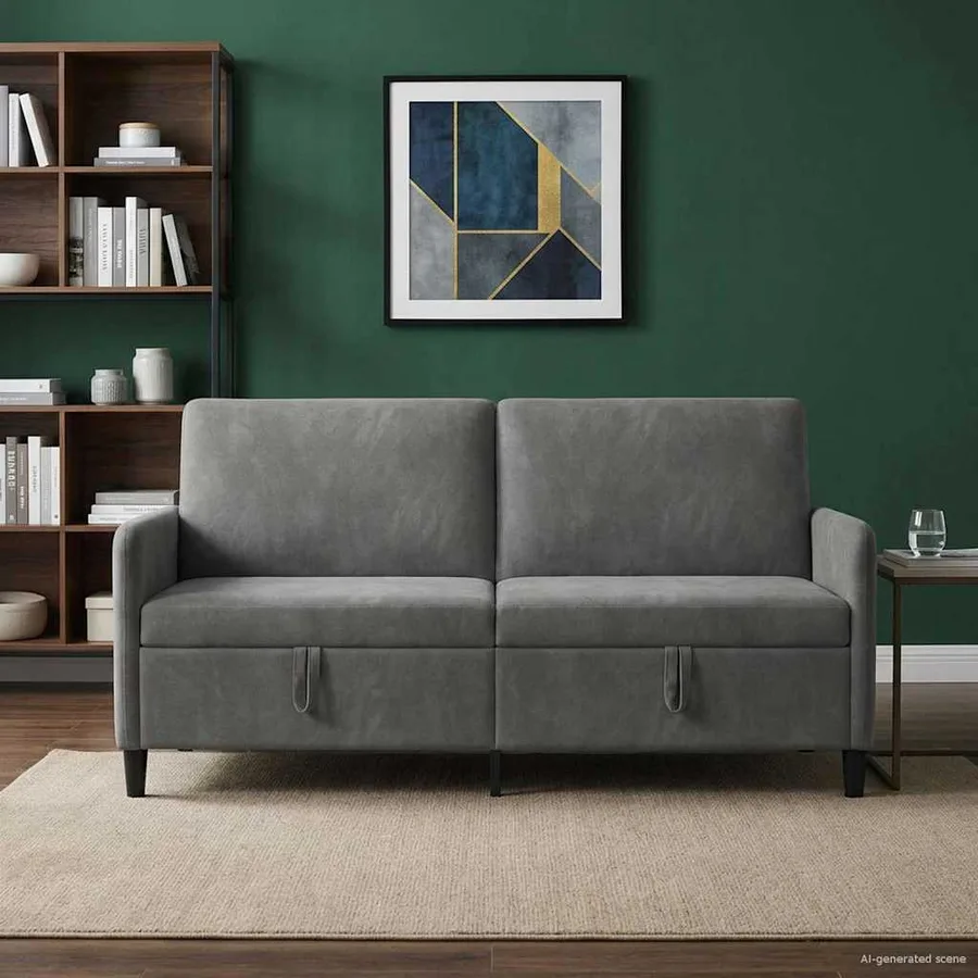 Sofa avec rangement Gris foncé 172 x 78 x 87 cm Polyester - 3