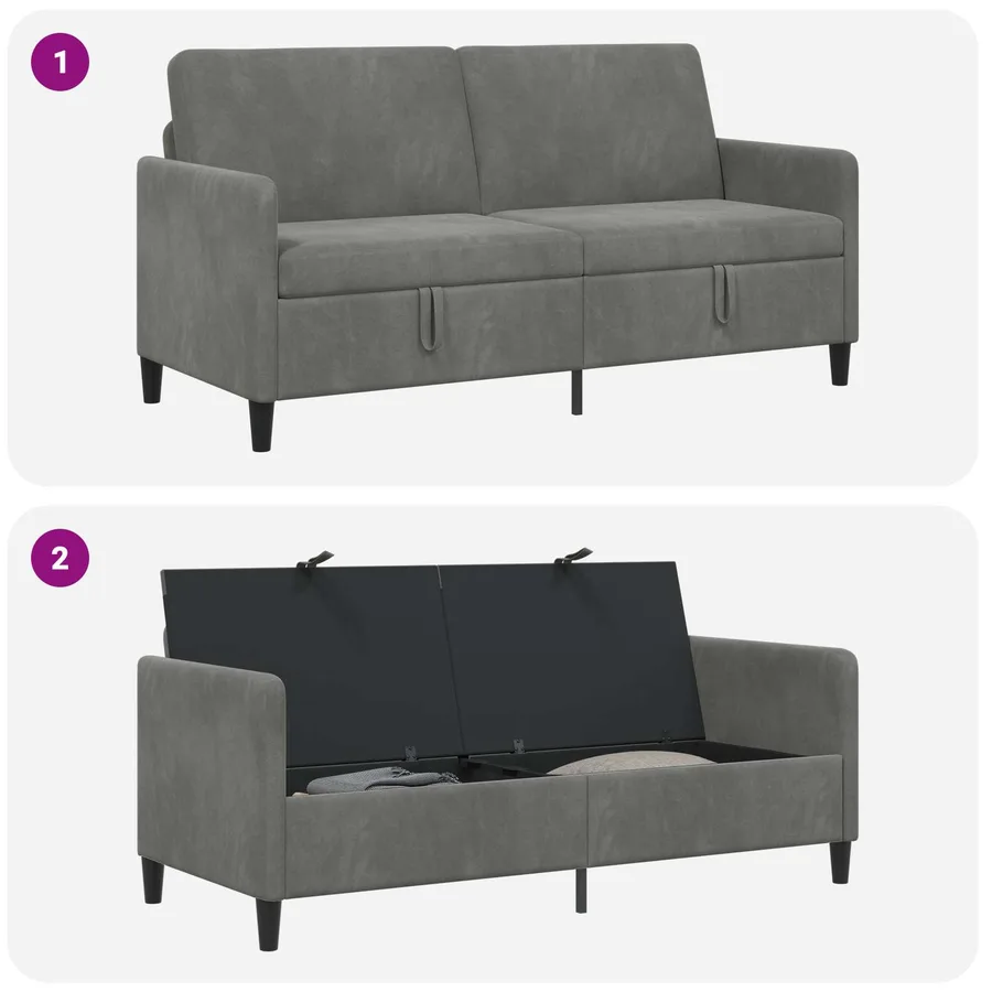 Sofa avec rangement Gris foncé 172 x 78 x 87 cm Polyester - 7