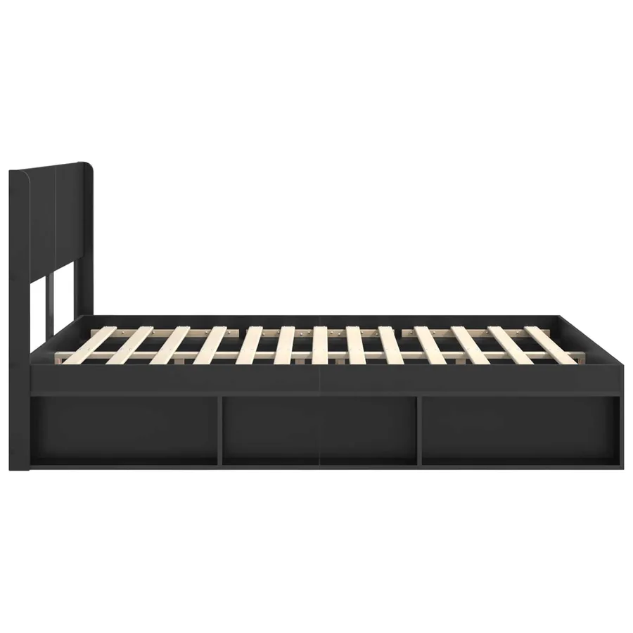Cadre de lit avec rangement et tête de lit Noir 120 x 190 cm - 6