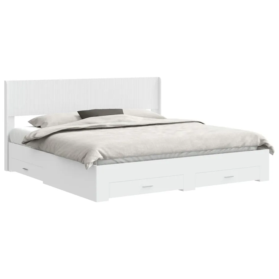 Cadre de lit avec rangement et tête de lit Blanc - 2