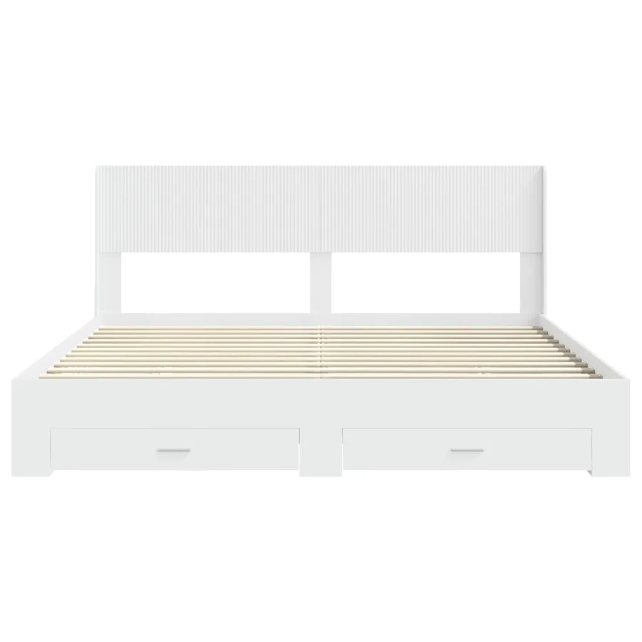 Cadre de lit avec rangement et tête de lit Blanc - 6