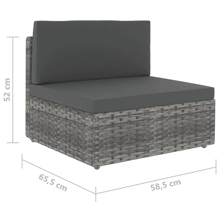 Salon de jardin 4 pcs avec coussins Gris Résine tressée - 10