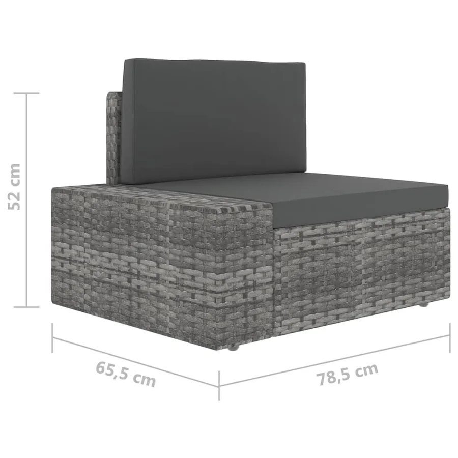 Salon de jardin 4 pcs avec coussins Gris Résine tressée - 13