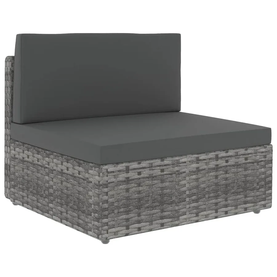Salon de jardin 4 pcs avec coussins Gris Résine tressée - 2