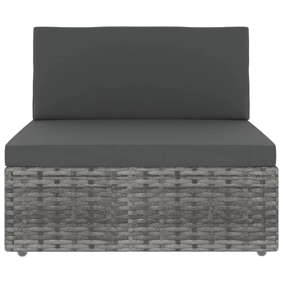 Salon de jardin 4 pcs avec coussins Gris Résine tressée - 3