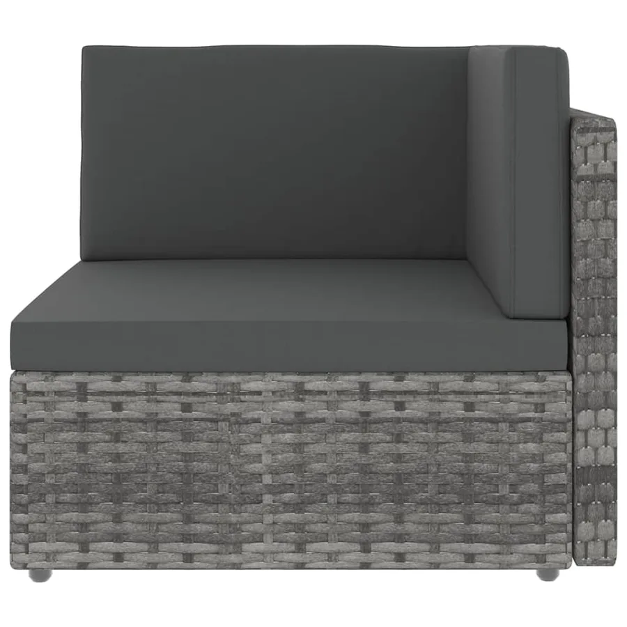Salon de jardin 4 pcs avec coussins Gris Résine tressée - 5