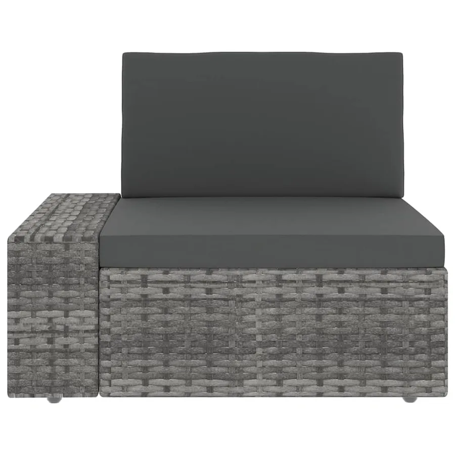 Salon de jardin 4 pcs avec coussins Gris Résine tressée - 9