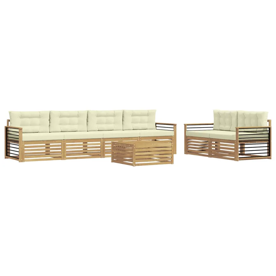 Ensemble de canapés d'extérieur 7 pc Blanc et crème Polyester - 2