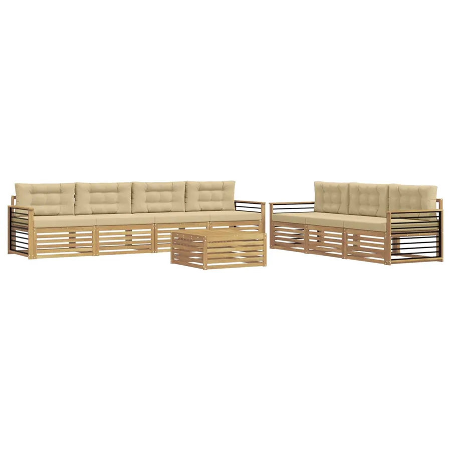 Ensemble de canapés d'extérieur 8 pc Blanc et Beige Polyester - 2
