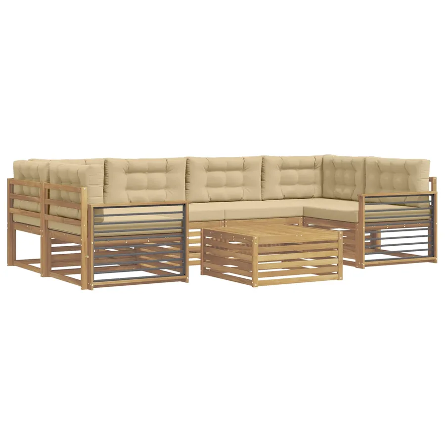 Ensemble de canapés d'extérieur 7 pc Blanc et Beige Polyester - 2
