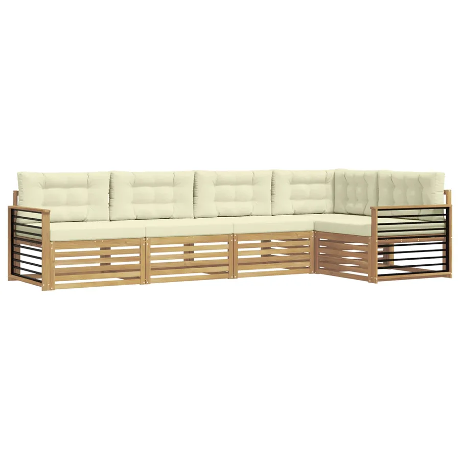 Ensemble de canapés d'extérieur 6 pc Blanc et crème Polyester - 2