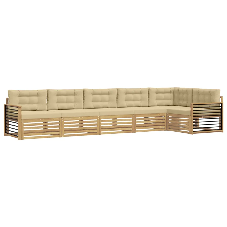 Ensemble de canapés d'extérieur 6 pc Blanc et Beige Polyester - 2