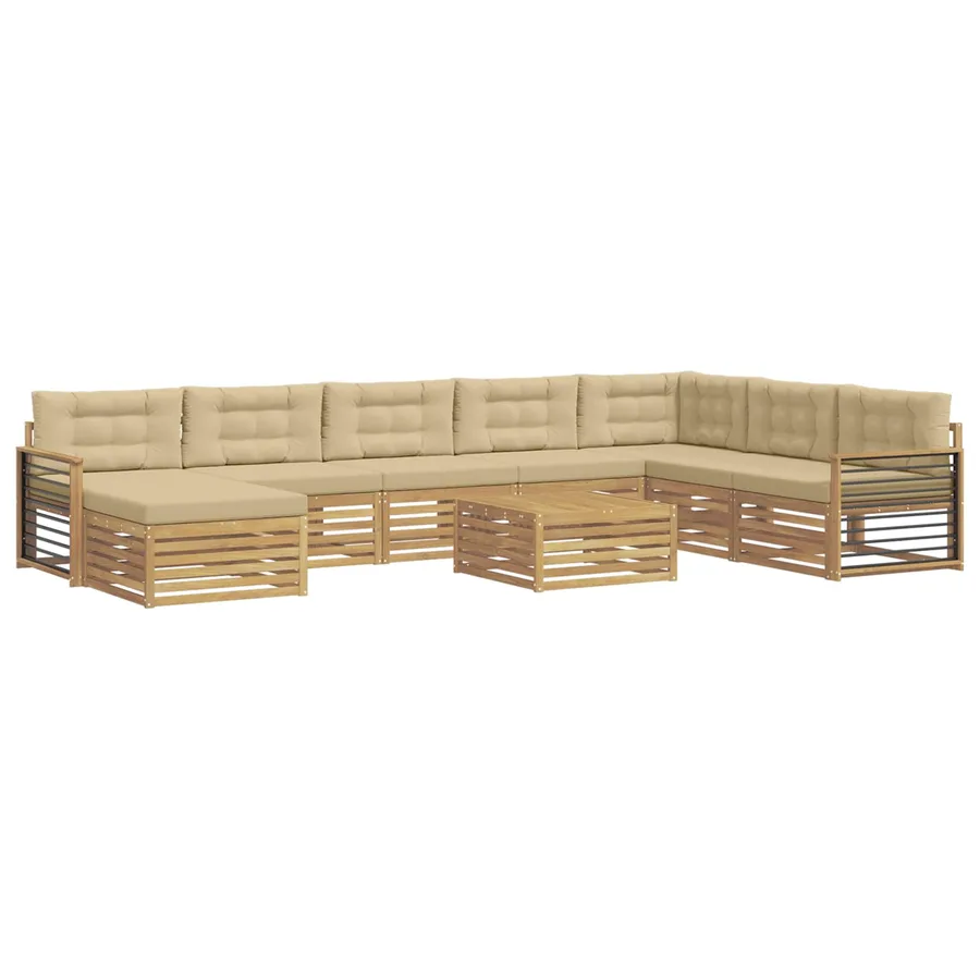 Ensemble de canapés d'extérieur 9 pc Blanc et Beige - 2