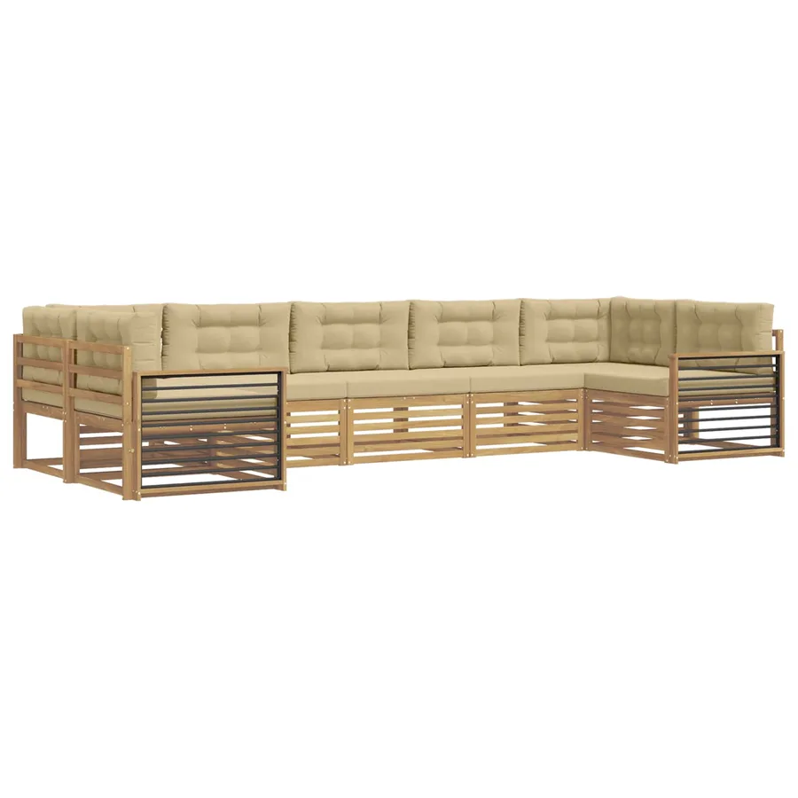 Ensemble de canapés d'extérieur 7 pc Blanc et Beige - 2