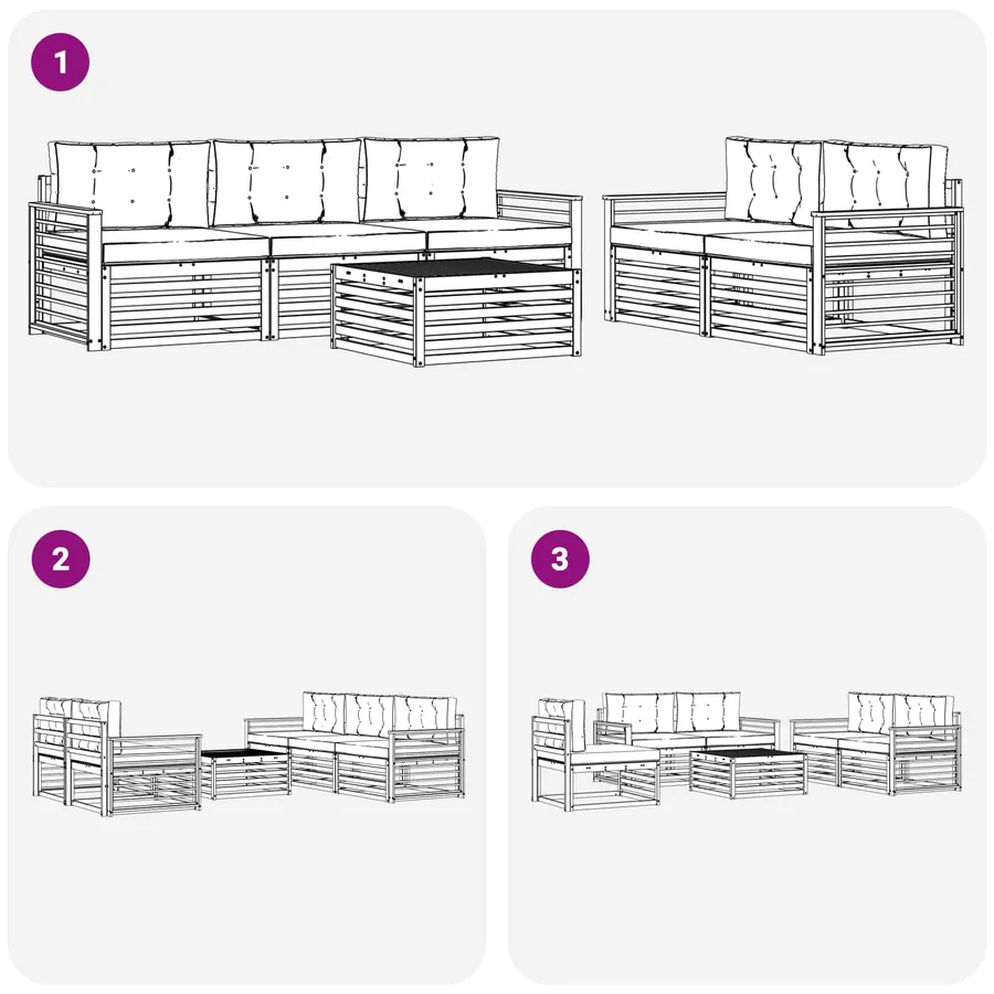 Ensemble de canapés d'extérieur 6 pc Blanc et anthracite - 6