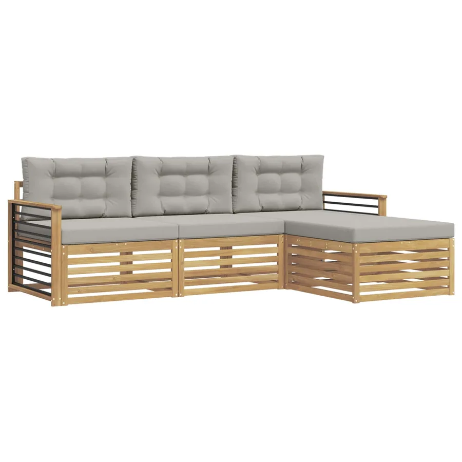 Ensemble de canapés d'extérieur 4 pc Blanc et gris clair - 2