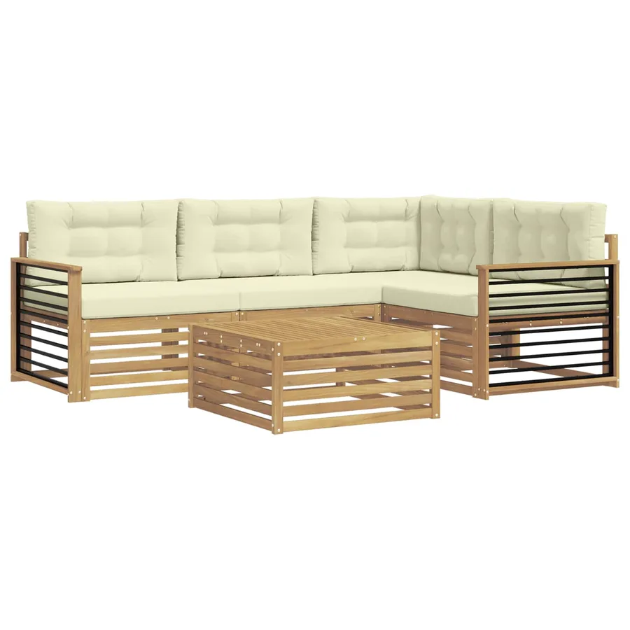 Ensemble de canapés d'extérieur 6 pc Blanc et crème Polyester - 2