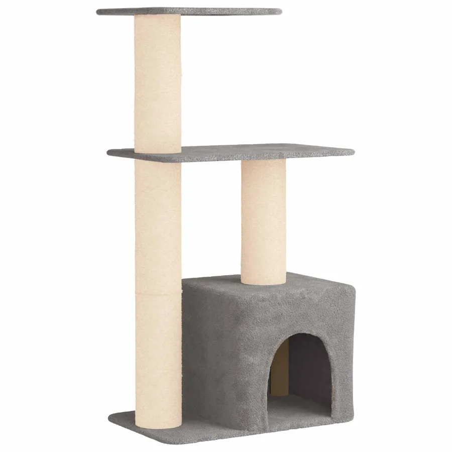 Arbre à chat avec poteaux à griffer en sisal Gris clair 133 cm - 2