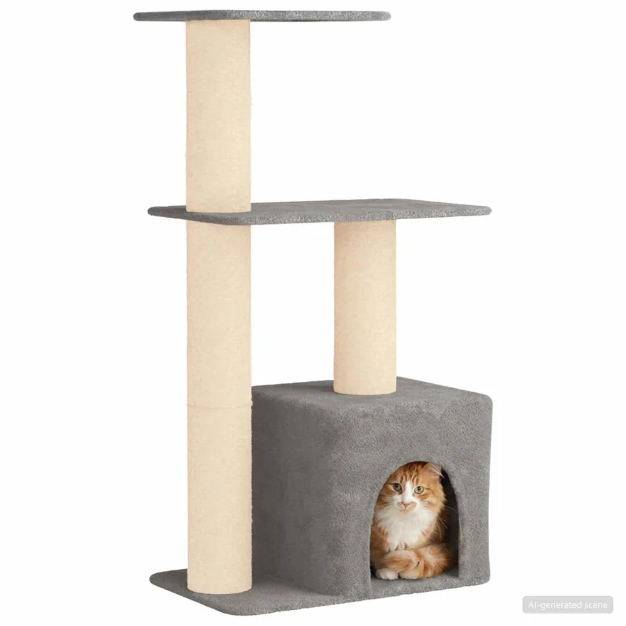 Arbre à chat avec poteaux à griffer en sisal Gris clair 133 cm - 3