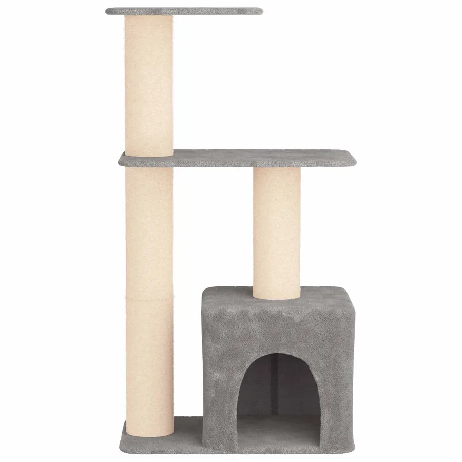 Arbre à chat avec poteaux à griffer en sisal Gris clair 133 cm - 4
