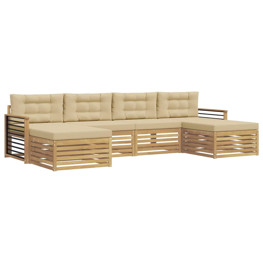 Ensemble de canapés d'extérieur 6 pc Blanc et Beige - 2