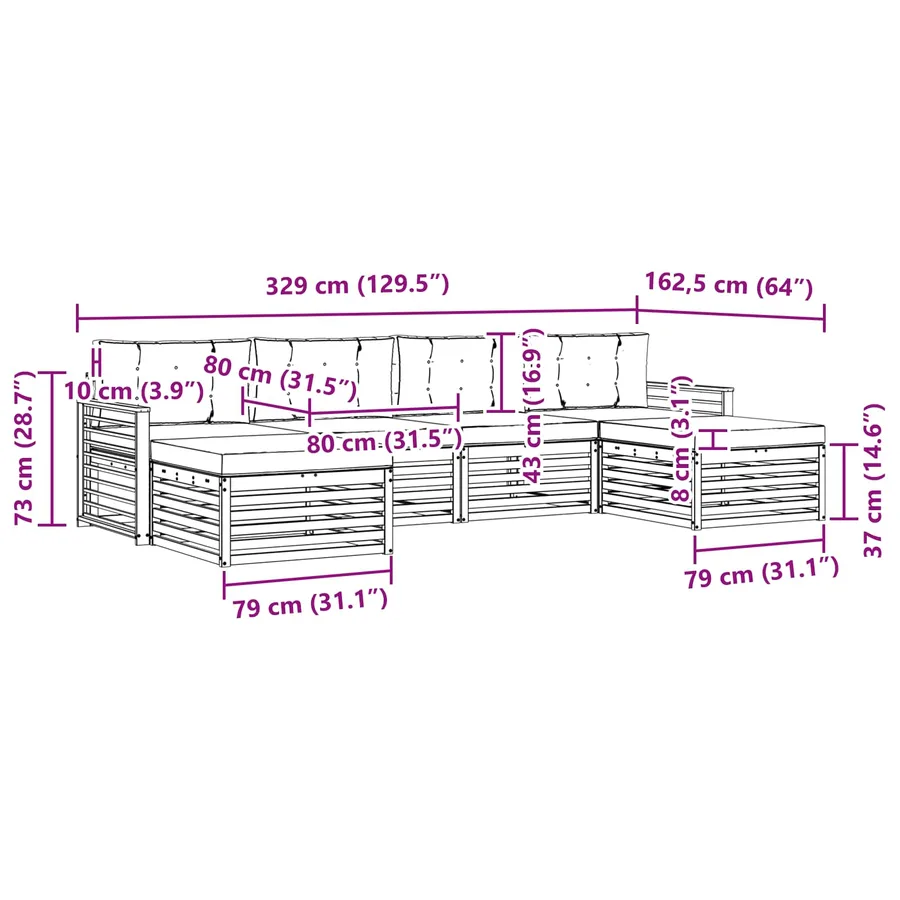 Ensemble de canapés d'extérieur 6 pc Blanc et Beige - 6