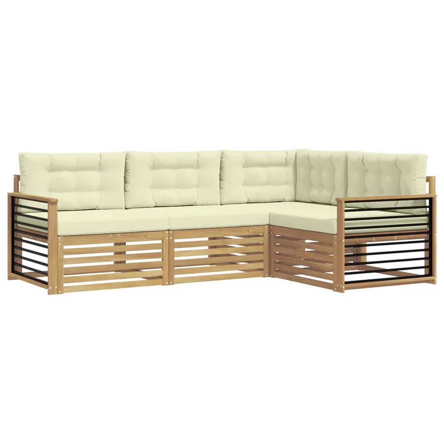 Ensemble de canapés d'extérieur 5 pc Blanc et crème Polyester - 2