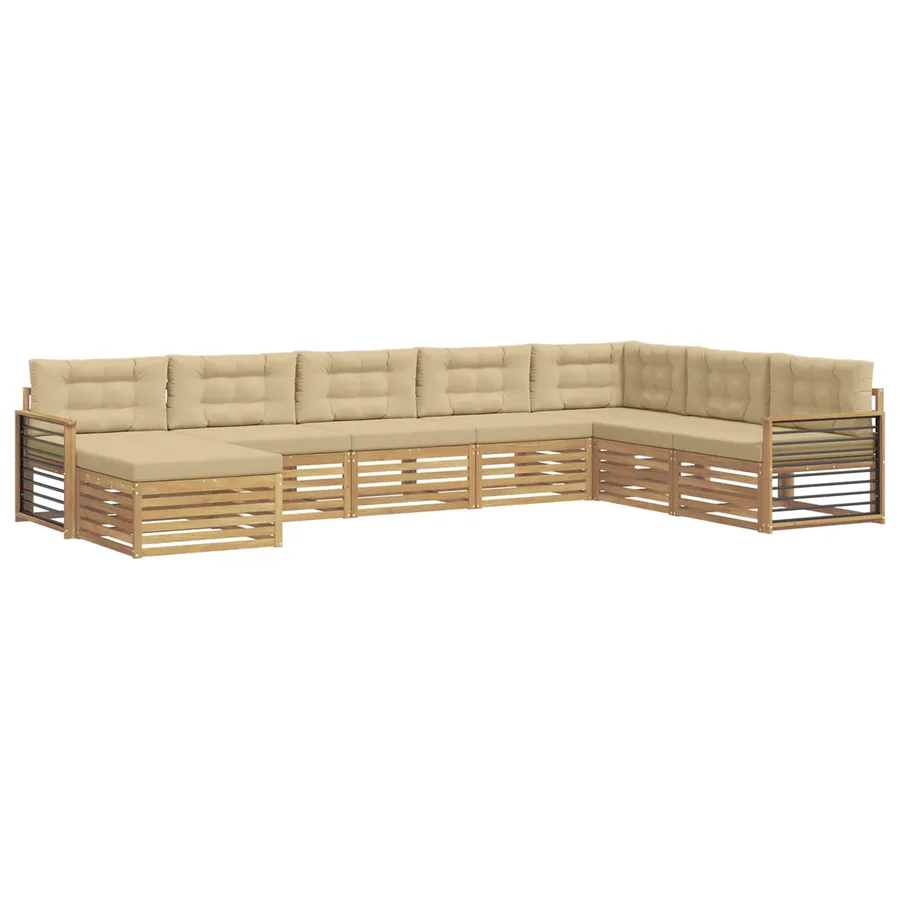 Ensemble de canapés d'extérieur 8 pc Blanc et Beige - 2