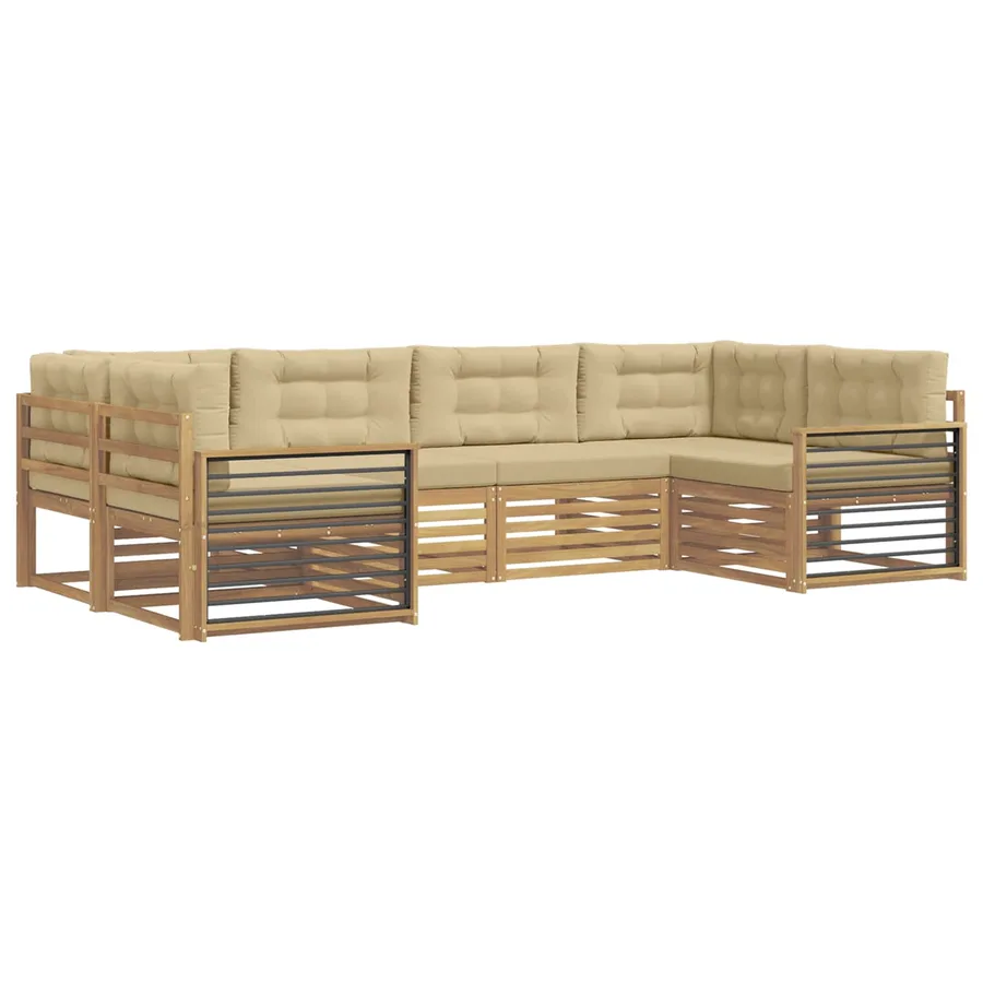 Ensemble de canapés d'extérieur 6 pc Blanc et Beige - 2