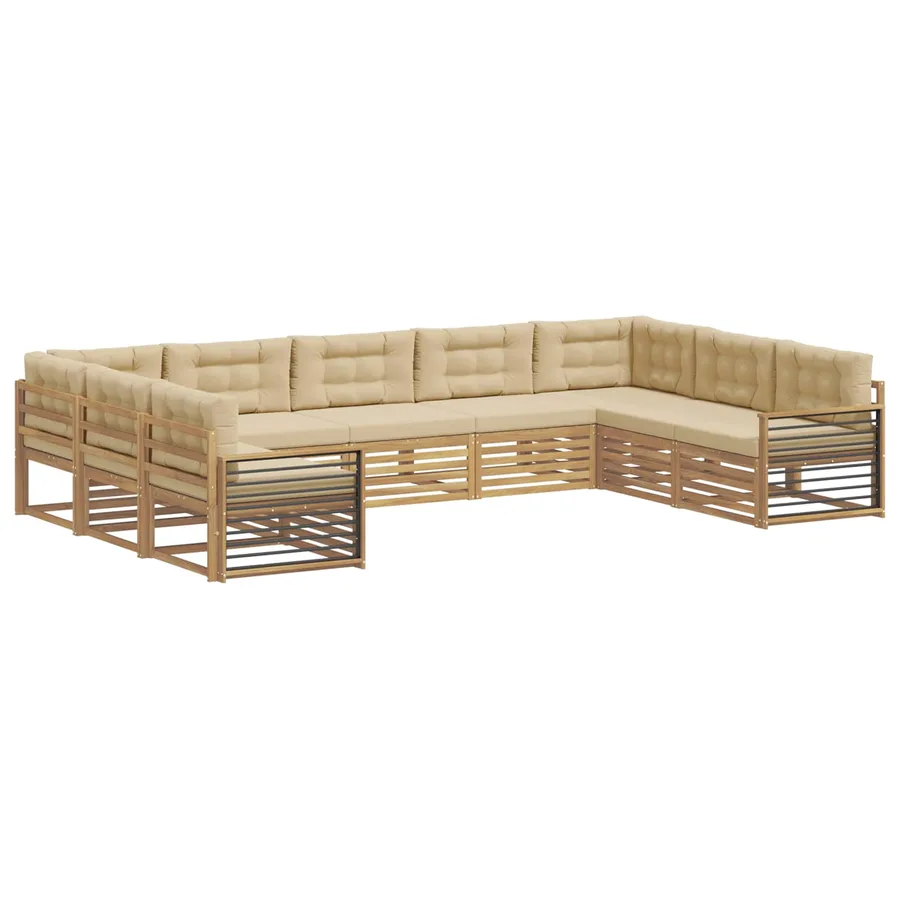 Ensemble de canapés d'extérieur 9 pc Blanc et Beige - 2