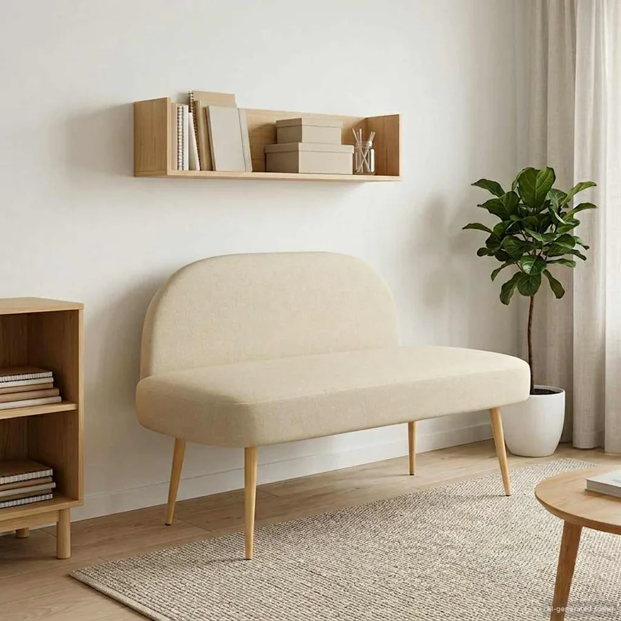 Banc rembourré avec dossier Crème 110 x 60 x 76 cm Polyester
